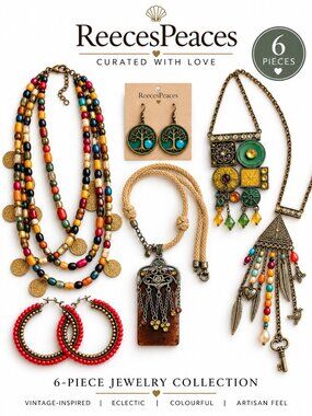 Eclectic Boho Artisan Jewelry Collection | 6-Piece Necklace & Earring Lot